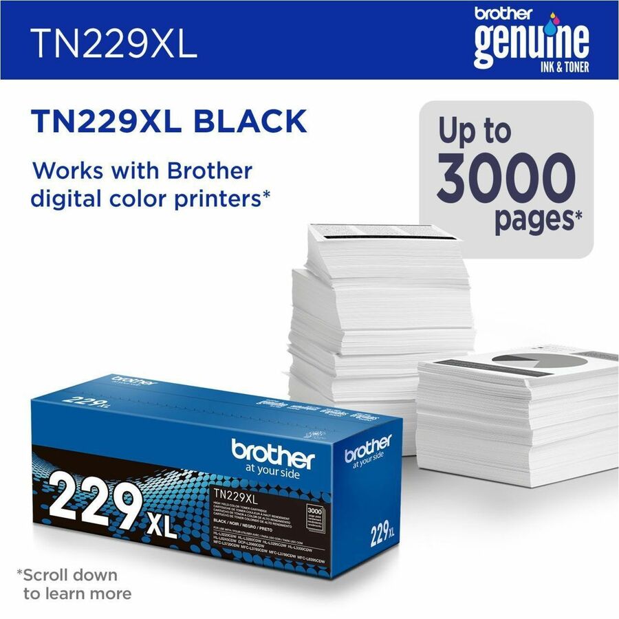 Brother Genuine TN229XLBK High-Yield Black Toner Cartridge for Brother Laser Printers