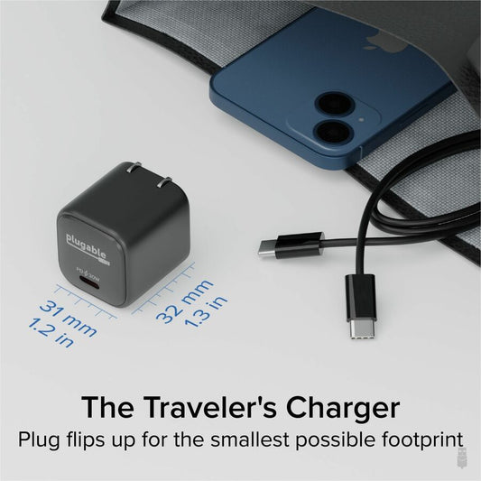 Plugable GaN USB-C Charger Block 30W Portable Power Adapter - Pack of 3