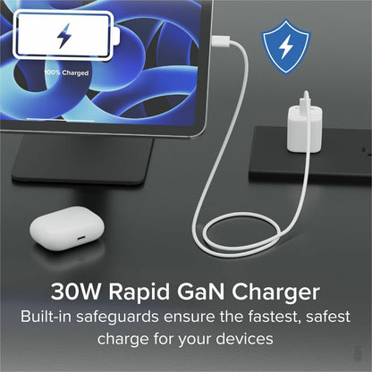 Plugable Technologies GaN USB-C Charger Block, 30W Portable Power Adapter – Pack of 3