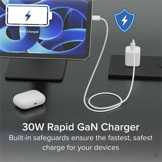 Plugable Technologies GaN USB-C Charger Block, 30W Portable Power Adapter – Pack of 3