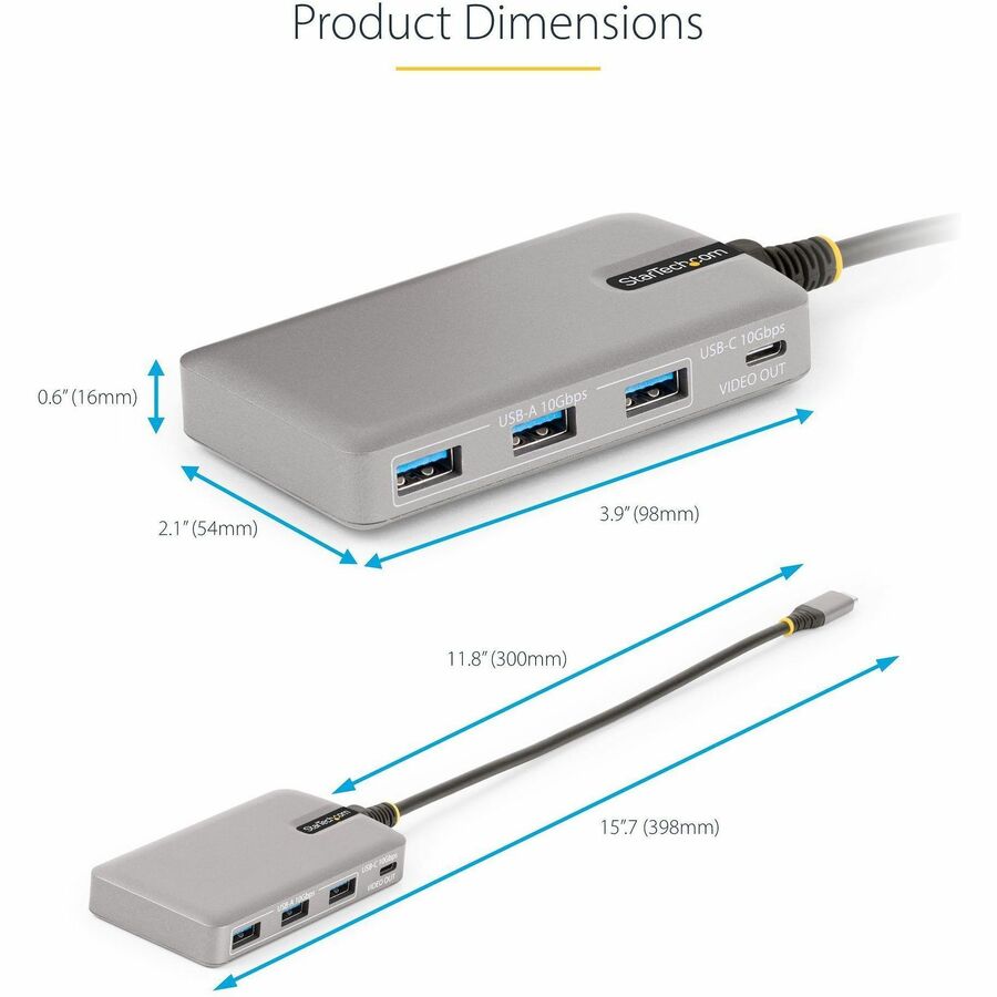 StarTech.com 4-Port USB-C Hub with 4K Video Output, 100W Power Delivery - HB31C3A1CDPPD3