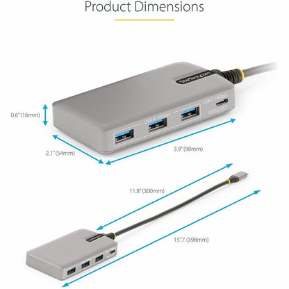 StarTech.com 4-Port USB-C Hub with 4K Video Output, 100W Power Delivery - HB31C3A1CDPPD3