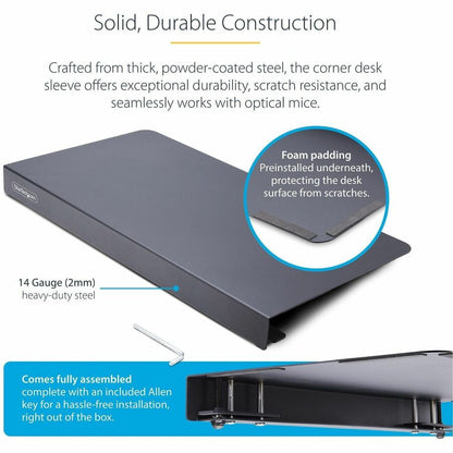 StarTech.com Steel Desk Corner Sleeve DSKCRNRSLV for L-Shaped Desks – Increase Workspace and Improve Ergonomics