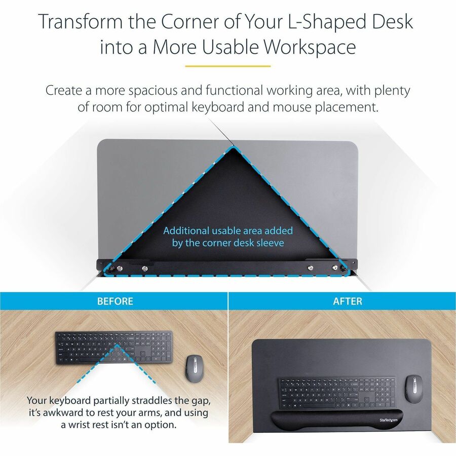 StarTech.com Steel Desk Corner Sleeve DSKCRNRSLV for L-Shaped Desks – Increase Workspace and Improve Ergonomics
