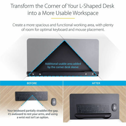 StarTech.com Steel Desk Corner Sleeve DSKCRNRSLV for L-Shaped Desks – Increase Workspace and Improve Ergonomics