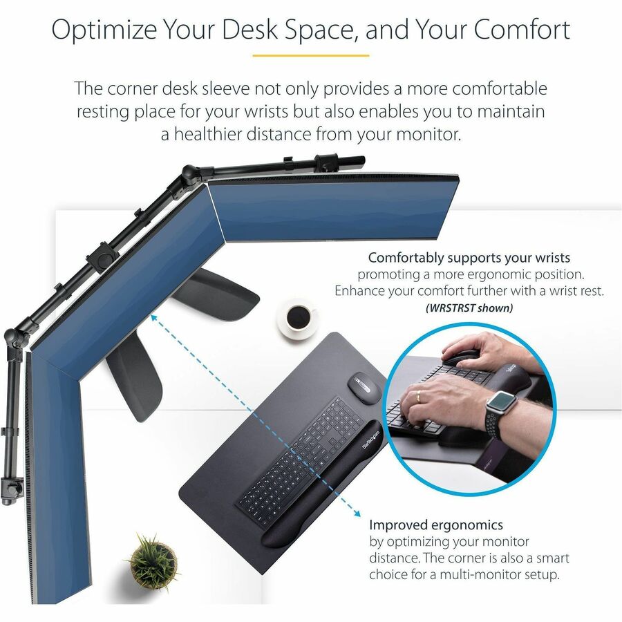 StarTech.com Steel Desk Corner Sleeve DSKCRNRSLV for L-Shaped Desks – Increase Workspace and Improve Ergonomics