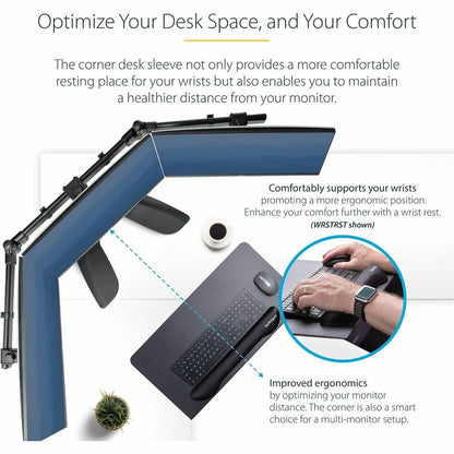 StarTech.com Steel Desk Corner Sleeve DSKCRNRSLV for L-Shaped Desks – Increase Workspace and Improve Ergonomics