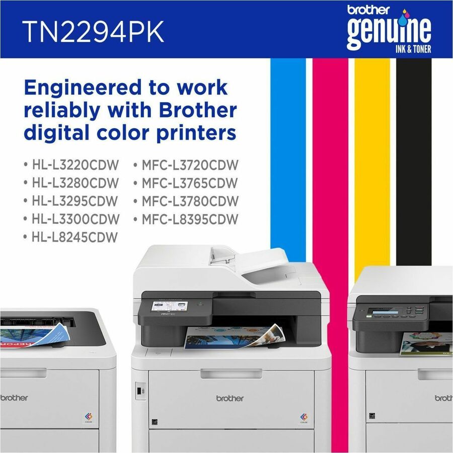 Brother Genuine TN2294PK Standard Yield Toner Cartridge Multipack for Color Laser Printers