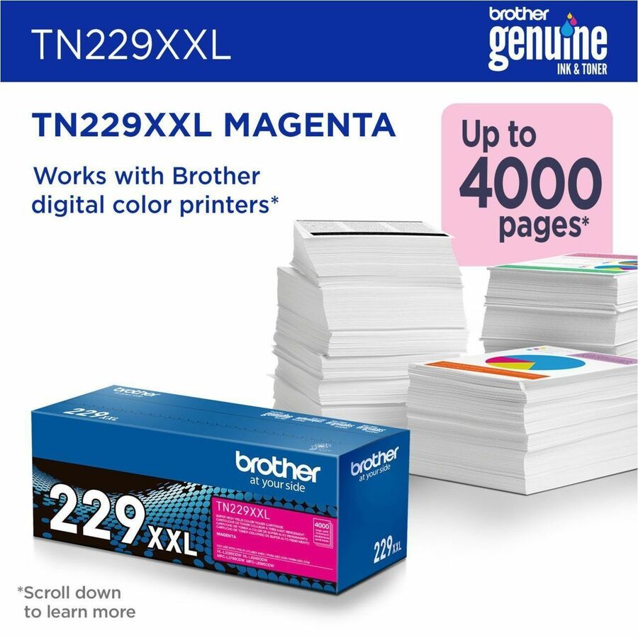 Brother Genuine TN229XXLM Super High-Yield Magenta Toner Cartridge for Brother Color Printers