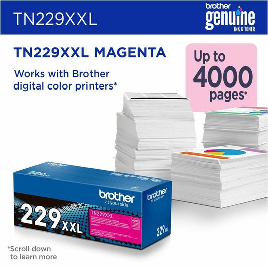 Brother Genuine TN229XXLM Super High-Yield Magenta Toner Cartridge for Brother Color Printers