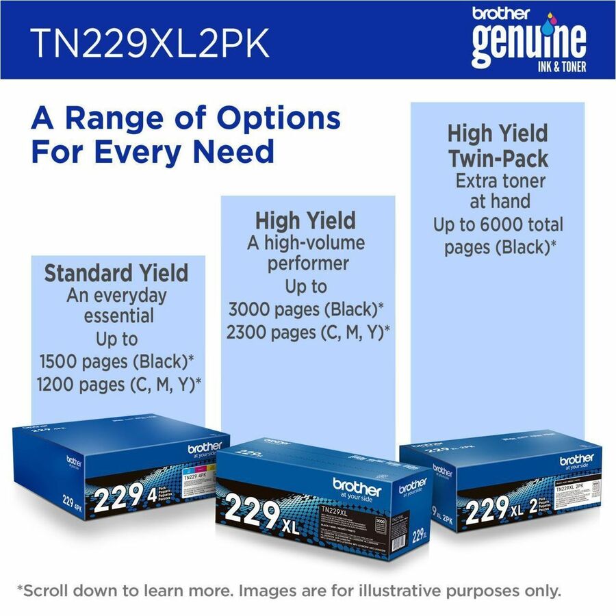 Brother Genuine TN229XL2PK High-Yield Black Toner Cartridge Twin-Pack for Brother Laser Printers