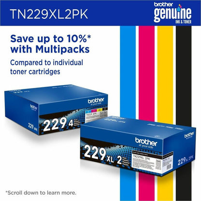 Brother Genuine TN229XL2PK High-Yield Black Toner Cartridge Twin-Pack for Brother Laser Printers
