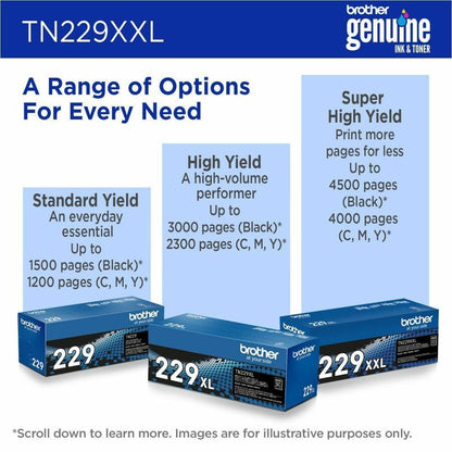 Brother Genuine TN229XXLY Super High-Yield Yellow Toner Cartridge for Brother Color Laser Printers