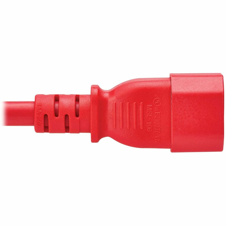 Eaton Tripp Lite Series Power Cord C14 to C15 - Heavy-Duty 15A 250V 14 AWG 10 ft Red