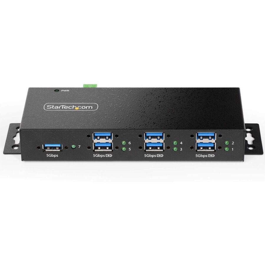 StarTech.com 7-Port Managed USB Hub with Heavy Duty Metal Housing, ESD & Surge Protection, DIN Rail Mountable