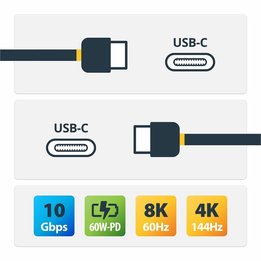 StarTech.com 3m (10ft) Active USB-C Cable with 10Gbps Data Transfer, 8K Video Support, and 60W Power Delivery