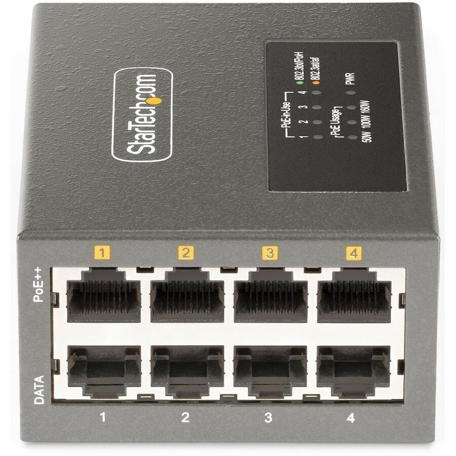 StarTech.com 4-Port Multi-Gigabit PoE++ Injector (Part #AS445C-POE-INJECTOR) with 95W Power and 328ft Range