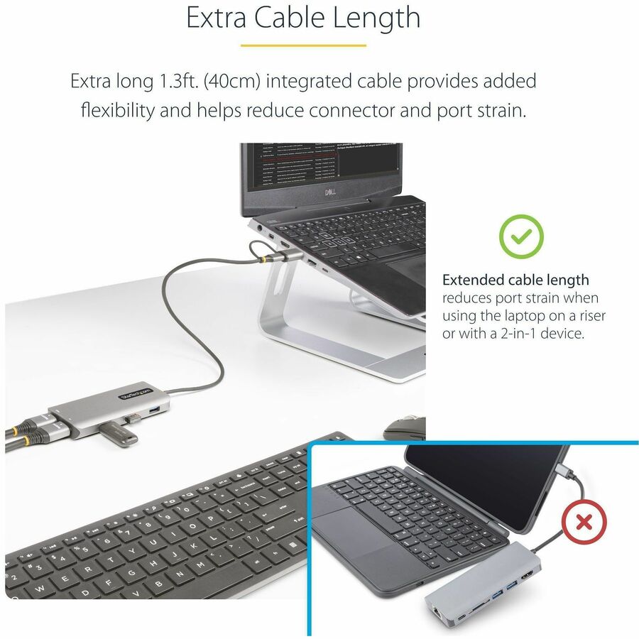 StarTech.com USB-C Multiport Adapter with Dual HDMI 4K Support and USB-A Hub - Space Gray