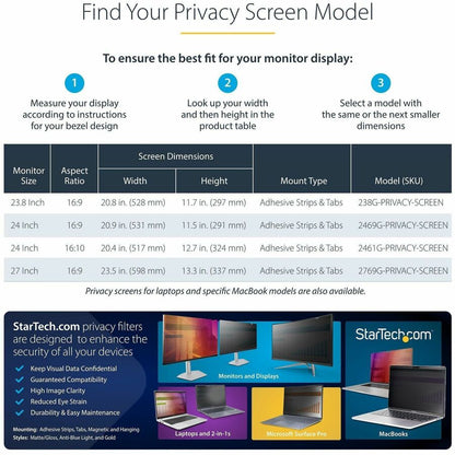 StarTech.com 23.8-inch 16:9 Gold Monitor Privacy Screen with Reversible Filter and Blue Light Reduction