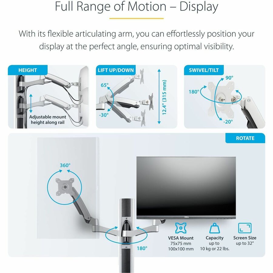 StarTech.com Wall Mount Workstation with VESA Monitor & Keyboard Tray – Space-Saving Sit-Stand Desk for Small Offices and Clinics