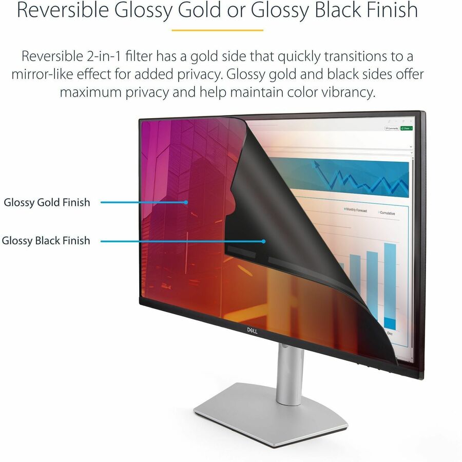 StarTech.com 24-inch 16:9 Gold Monitor Privacy Screen with Reversible Filter and Blue Light Reduction