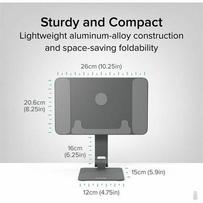 Plugable Magnetic Tablet Stand for iPad Pro 12.9 inch - Adjustable Aluminum Holder with 360° Rotation and Padded Support