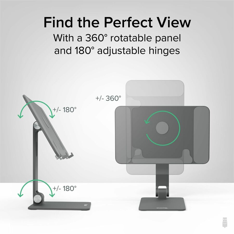Plugable Magnetic Tablet Stand for iPad Pro 12.9 inch - Adjustable Aluminum Holder with 360° Rotation and Padded Support