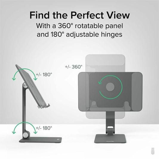 Plugable Magnetic Tablet Stand for iPad Pro 12.9 inch - Adjustable Aluminum Holder with 360° Rotation and Padded Support