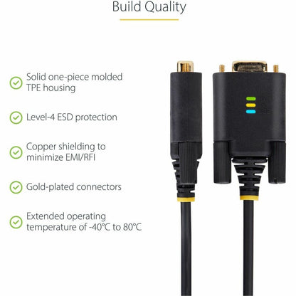 StarTech.com 3ft USB to Serial Adapter Cable with COM Retention and FTDI Chipset