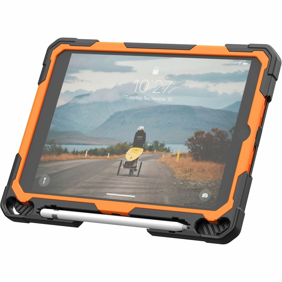 Urban Armor Gear Plasma Series iPad 10.2" (9th Gen) Case with Kickstand and Hand Strap - Orange and Black