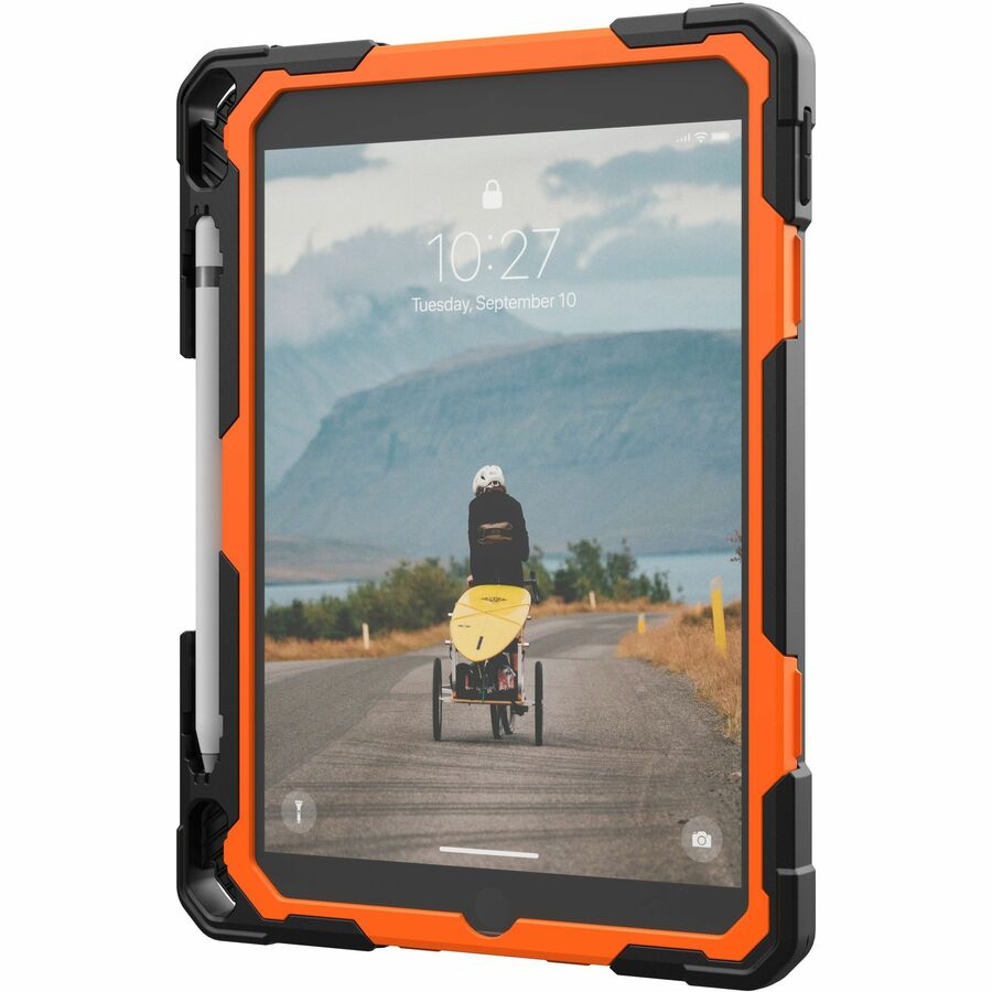Urban Armor Gear Plasma Series iPad 10.2" (9th Gen) Case with Kickstand and Hand Strap - Orange and Black