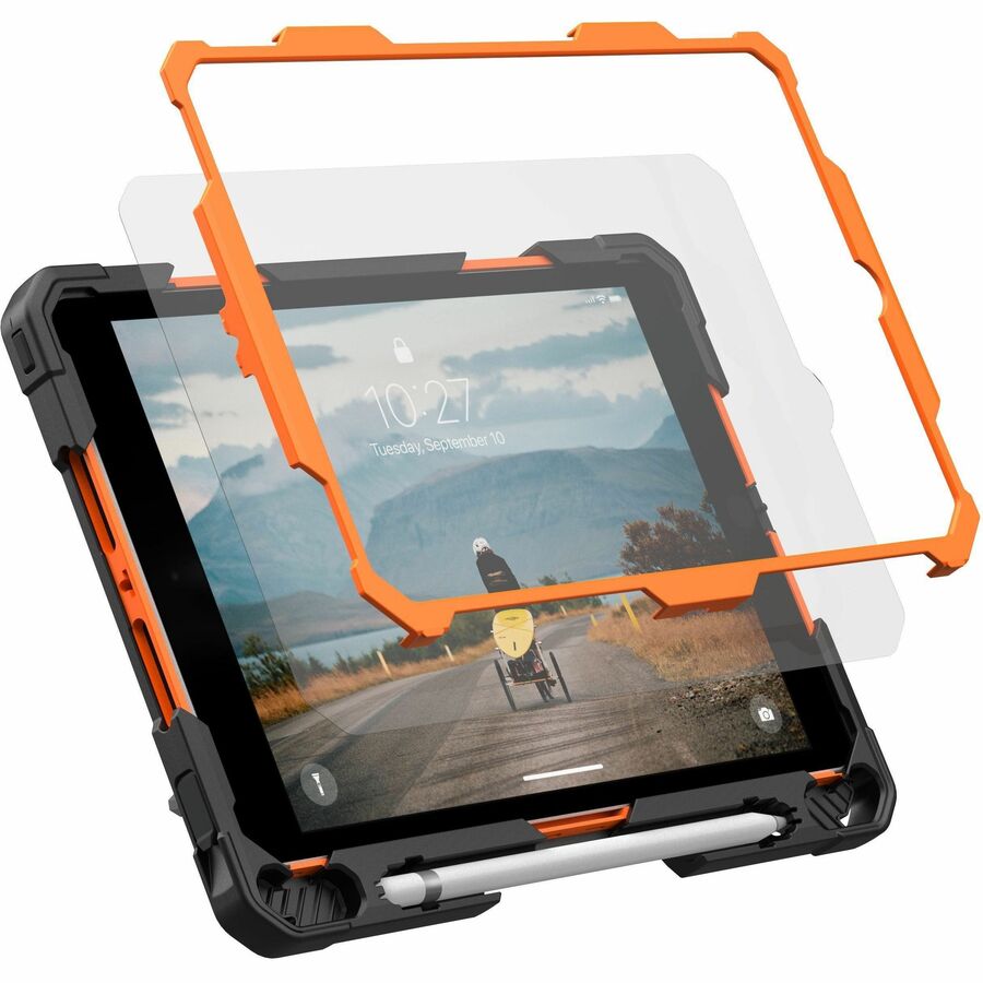 Urban Armor Gear Plasma Series iPad 10.2" (9th Gen) Case with Kickstand and Hand Strap - Orange and Black