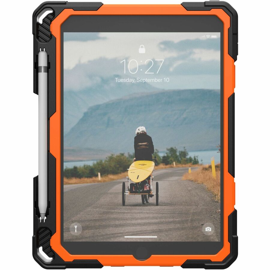Urban Armor Gear Plasma Series iPad 10.2" (9th Gen) Case with Kickstand and Hand Strap - Orange and Black