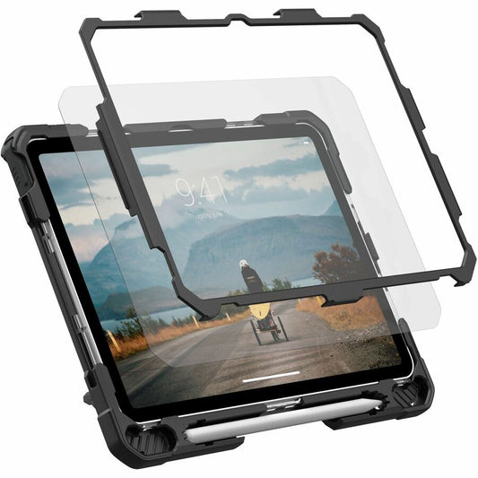 Urban Armor Gear Plasma Case for iPad 10th Generation – Rugged Black Protective Cover with Hand Strap and Screen Protector