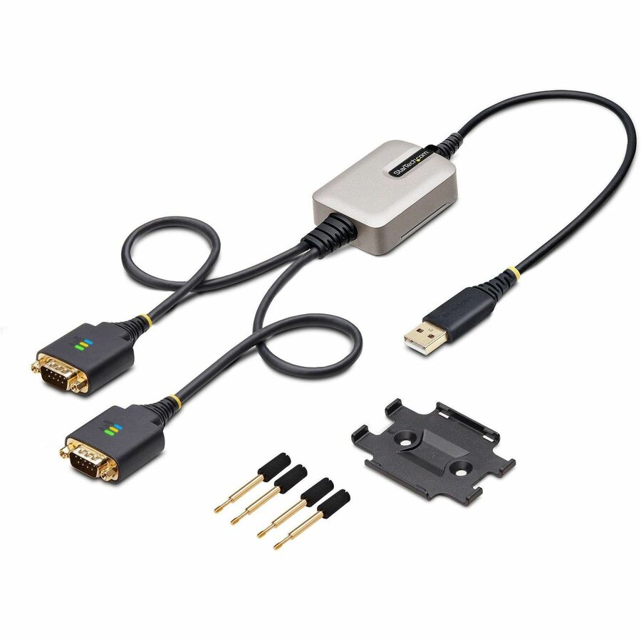 StarTech.com 2ft USB to Serial Adapter Cable with Dual RS-232 Ports and COM Retention - Supports Windows, macOS, Linux