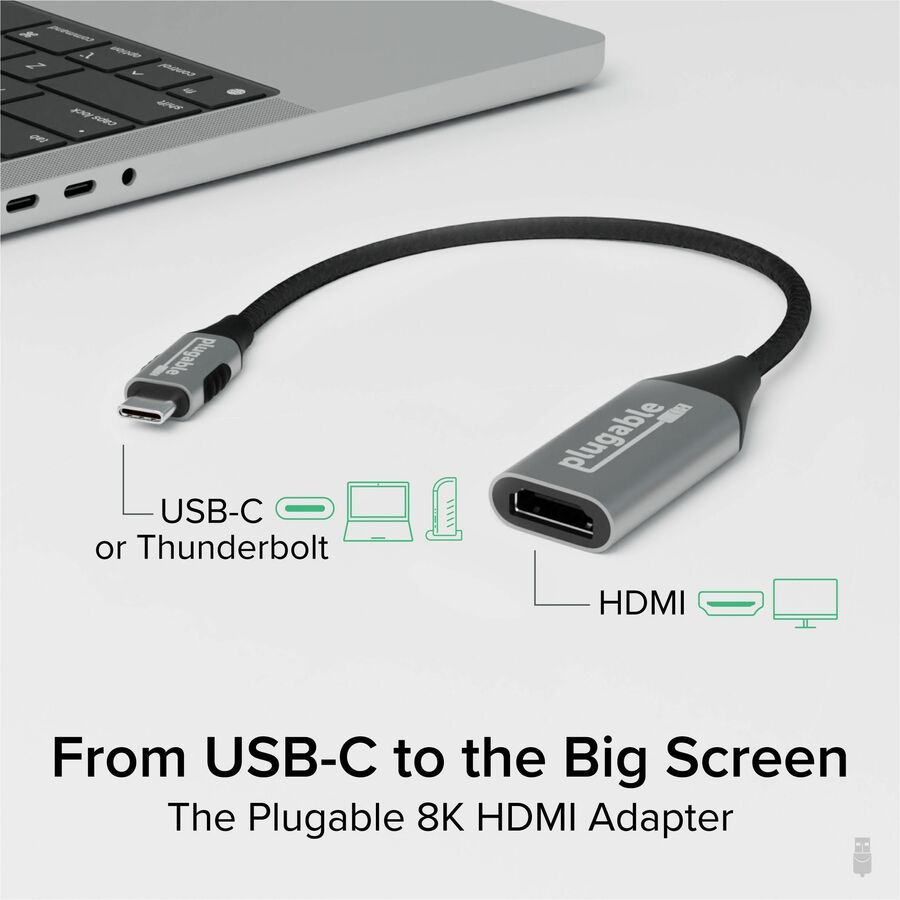 Plugable Technologies USB-C to HDMI 8K Adapter (USBC-HDMI8K) for High-Resolution Displays and Gaming
