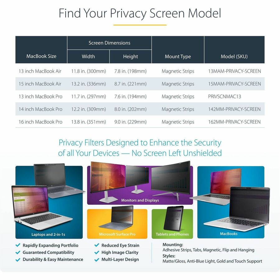 StarTech.com 14-inch MacBook Pro Privacy Screen Filter with Reversible Matte and Glossy Surfaces