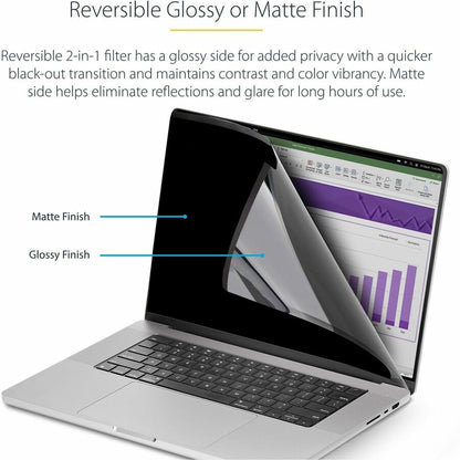 StarTech.com 16-inch MacBook Pro Privacy Screen Filter – Reversible Anti-Glare Blue Light Filter for 2021 & 2023 Models