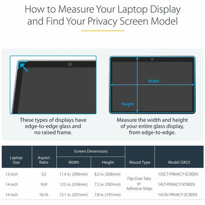 StarTech.com 14-inch 16:10 Flip-Over Privacy Screen with Touch and Blue Light Filter