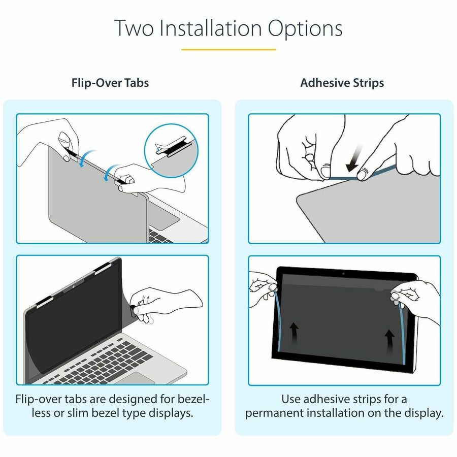 StarTech.com 14-inch Flip-Over Privacy Screen with Touch for Laptops, Anti-Glare Blue Light Filter