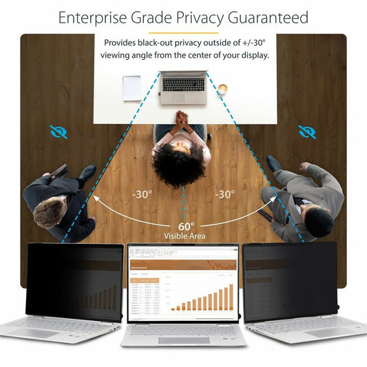 StarTech.com 14-inch Flip-Over Privacy Screen with Touch for Laptops, Anti-Glare Blue Light Filter