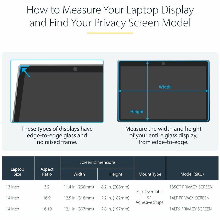 StarTech.com 14-inch Flip-Over Privacy Screen with Touch for Laptops, Anti-Glare Blue Light Filter