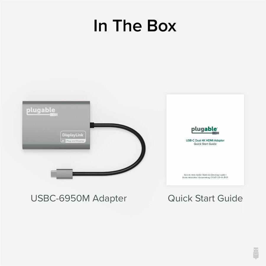 Plugable USB-C to HDMI Dual Monitor Adapter (USBC-6950M) with 4K Support for Mac and Windows