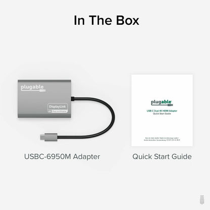 Plugable USB-C to HDMI Dual Monitor Adapter (USBC-6950M) with 4K Support for Mac and Windows