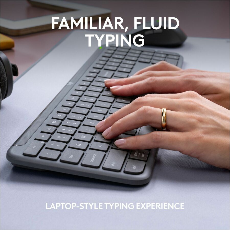 Logitech Signature Slim MK955 Wireless Keyboard and Mouse Combo for Business - Quiet, Secure, Multi-Device Connectivity in Graphite