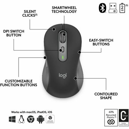 Logitech Signature Slim MK955 Wireless Keyboard and Mouse Combo for Business - Quiet, Secure, Multi-Device Connectivity in Graphite