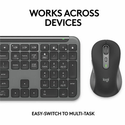 Logitech Signature Slim MK955 Wireless Keyboard and Mouse Combo for Business - Quiet, Secure, Multi-Device Connectivity in Graphite