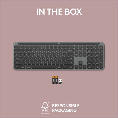 Logitech Signature Slim K950 Wireless Keyboard - Graphite, Quiet, Multi-Device Bluetooth Connectivity