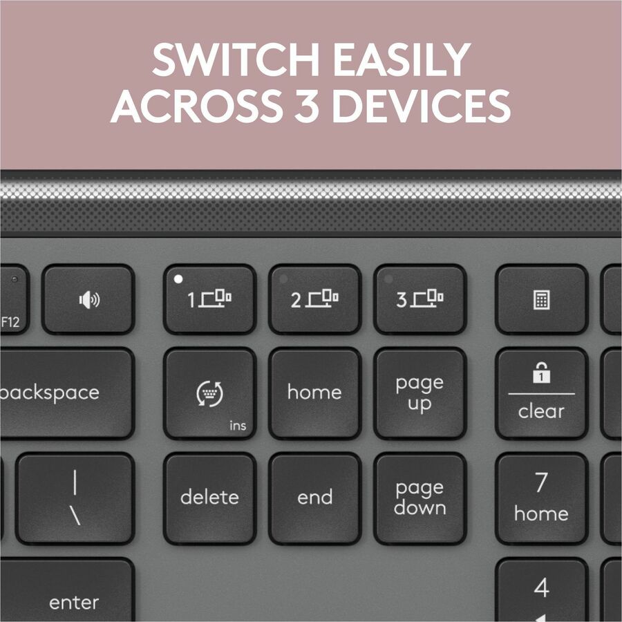 Logitech Signature Slim K950 Wireless Keyboard - Graphite, Quiet, Multi-Device Bluetooth Connectivity