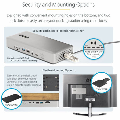 StarTech.com Universal USB4 and Thunderbolt 4 Docking Station with Quad and Dual Display Support, 98W Power Delivery and Enterprise Management